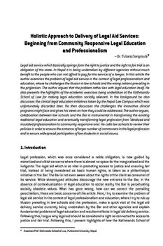 Holistic Approach to Delivery of Legal Aid Services: Beginning from Community Responsive Legal Education and Professionalism / Sangroula, Yubaraj in NJA Law Journal (v.1 : 1 Jan 2007 - Dec 2007)
