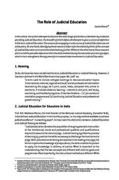 The Role of Judicial Education / Oberai, Geeta in NJA Law Journal (v. 2 : 1 Jan 2008 - Dec 2008)