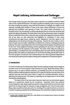 Nepali Judiciary: Achievements and Challenges / Shrestha, Kalyan in NJA Law Journal (v.1 : 1 Jan 2007 - Dec 2007)