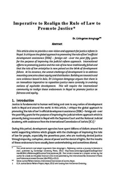 Imperative to Realign the Rule of Law to Promote Justice / Armytage, Livingston in NJA Law Journal (Special Issue Jan 2012 - Dec 2012)