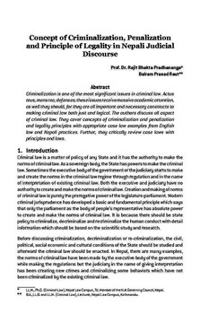 Concept of Criminalization, Penalization and Principle of Legality in Nepali Judicial Discourse / Pradhananga, Rajit Bhakta in NJA Law Journal (v. 6 : 1 Jan 2013 - Dec 2013)