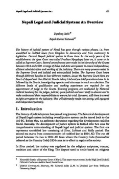Legal and Judicial System of Nepal: An Overview / Joshi, Dipak Raj in NJA Law Journal (v.8 : 1 Jan to Dec 2014)
