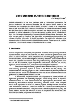 Global Standards of Judicial Independence / Kunwar, Tek Narayan in NJA Law Journal (v.1 : 1 Jan 2007 - Dec 2007)