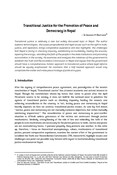 Transitional Justice for the Promotion of Peace and Democracy in Nepal / Bhattarai, Ananda Mohan in NJA Law Journal (v.1 : 1 Jan 2007 - Dec 2007)